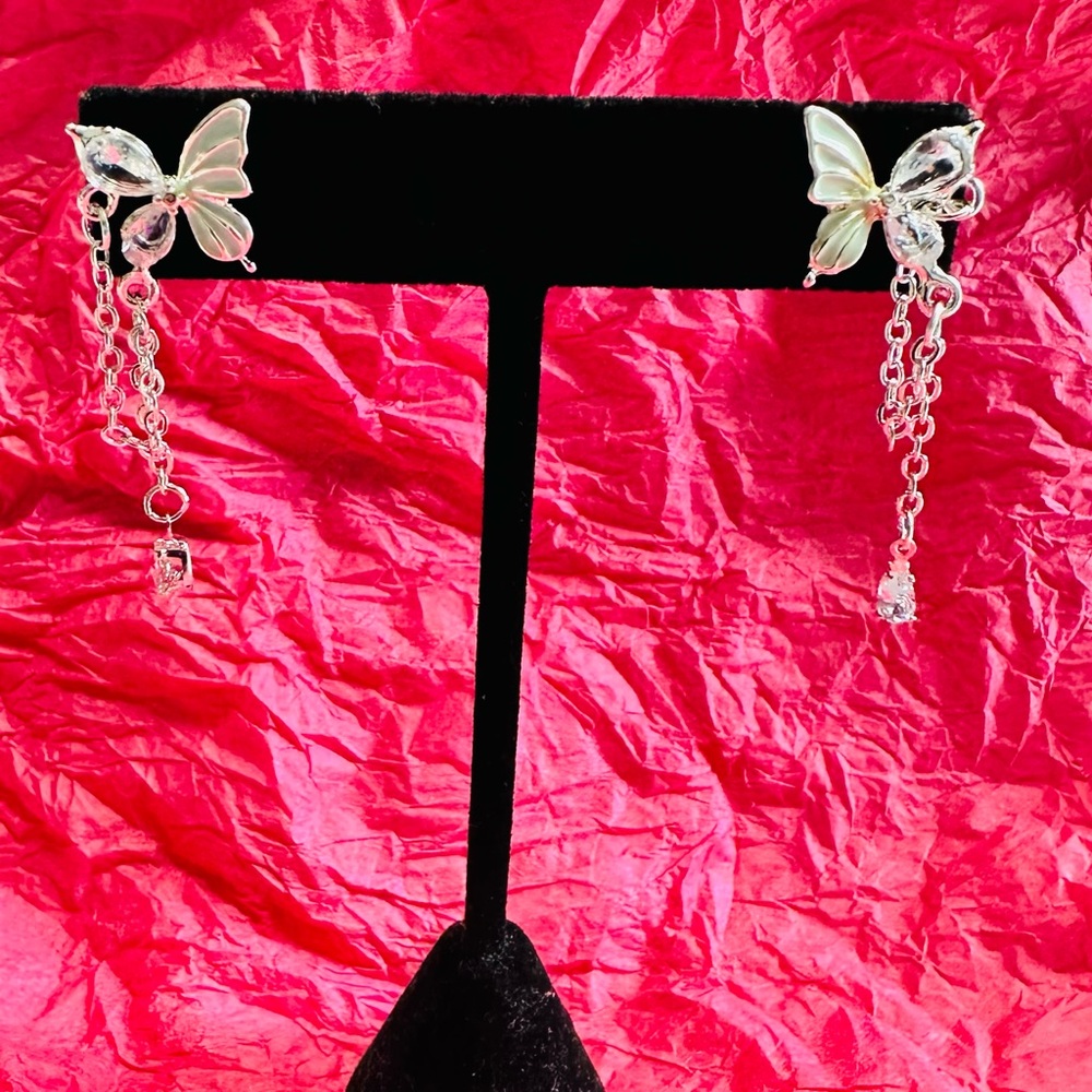 Elegant Silver Butterfly Earrings